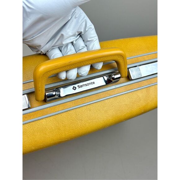Vintage Samsonite Profile Hardside Suitcase Luggage Mustard Yellow MCM Retro 20" - Picture 5 of 13